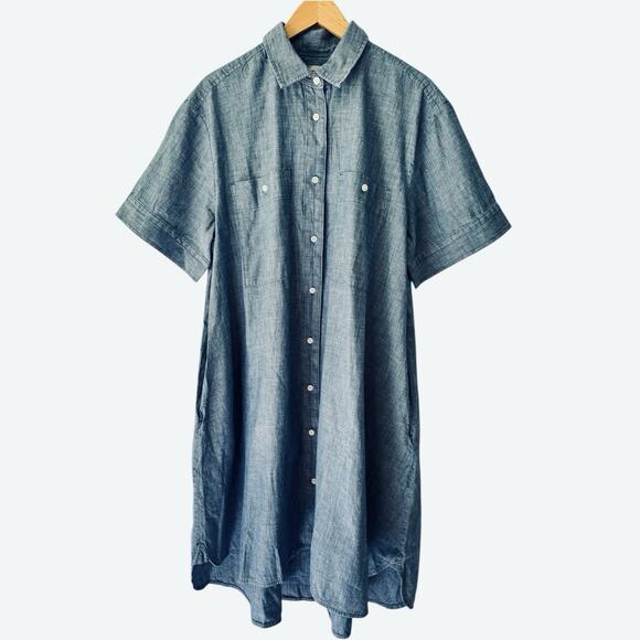 NWD Everlane The Daytripper Shirt Dress Blue Denim Chambray Size XL - Picture 4 of 10